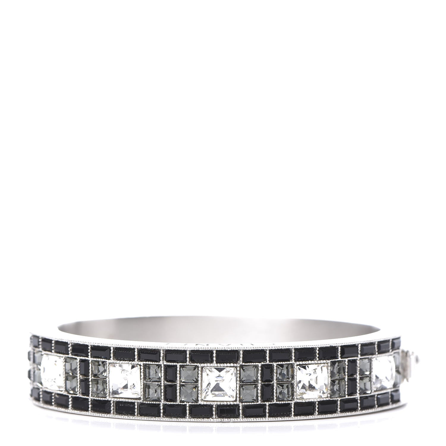 Chanel Baguette Crystal Bangle Silver Black 1 of 5