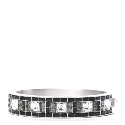 Chanel Baguette Crystal Bangle Silver Black 1 of 5