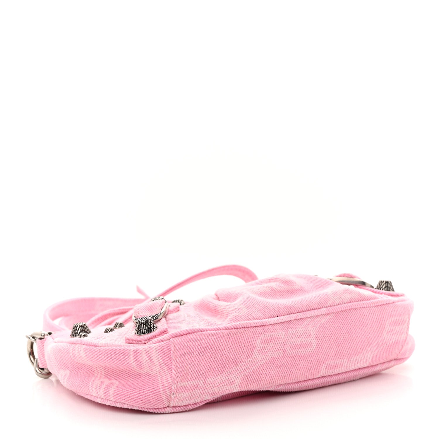 Balenciaga Washed Denim BB Monogram Le Cagole Mini Purse With Chain Pink 4 of 11