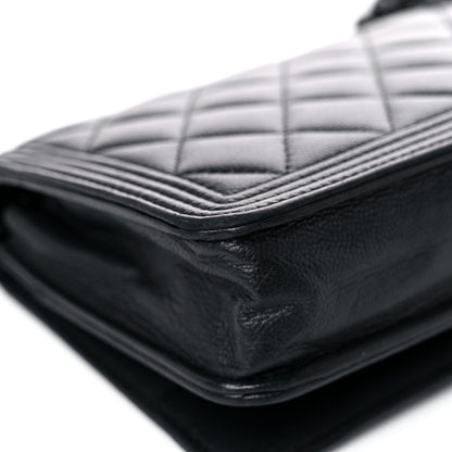 Chanel Caviar Quilted Boy Wallet On Chain WOC So Black 11 of 22