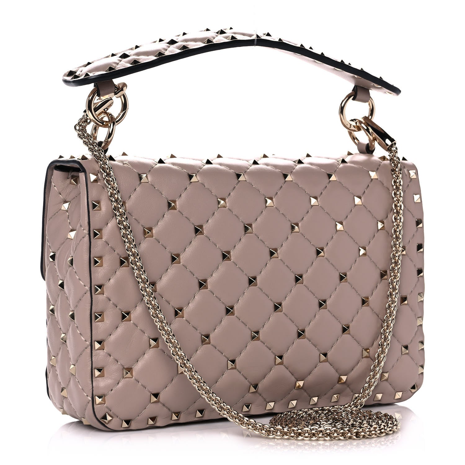 Valentino Garavani Lambskin Medium Rockstud Spike Shoulder Bag Poudre 3 of 11