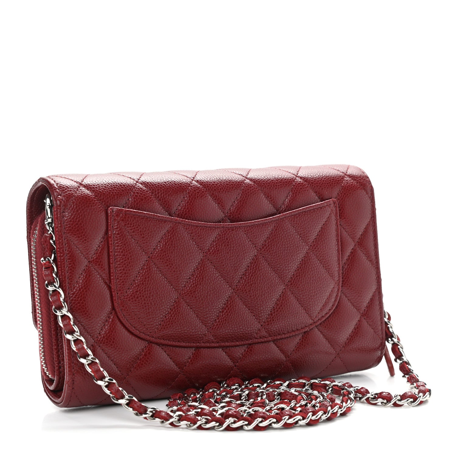Chanel Caviar Quilted Phone Holder Wallet on Removable Chain Red 3 of 12