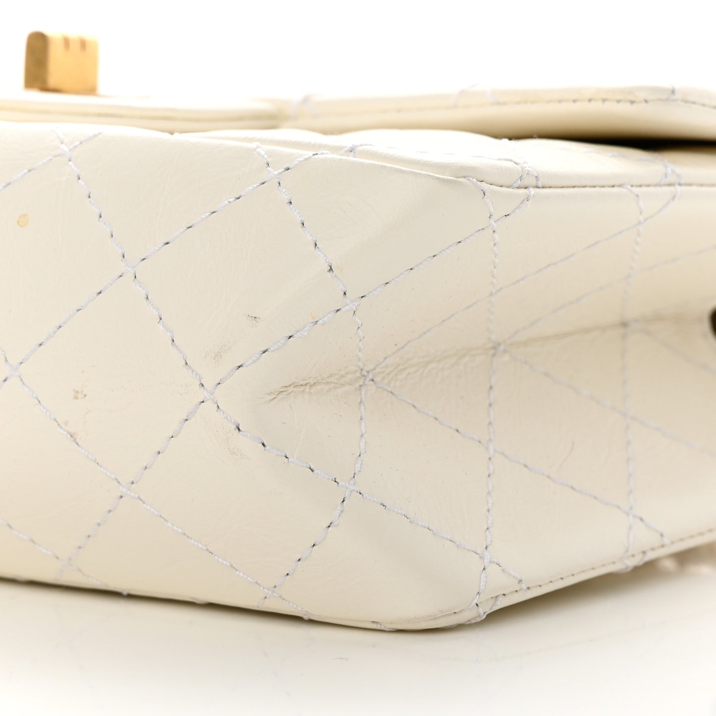 Aged Calfskin Quilted 2.55 Reissue Mini Flap White