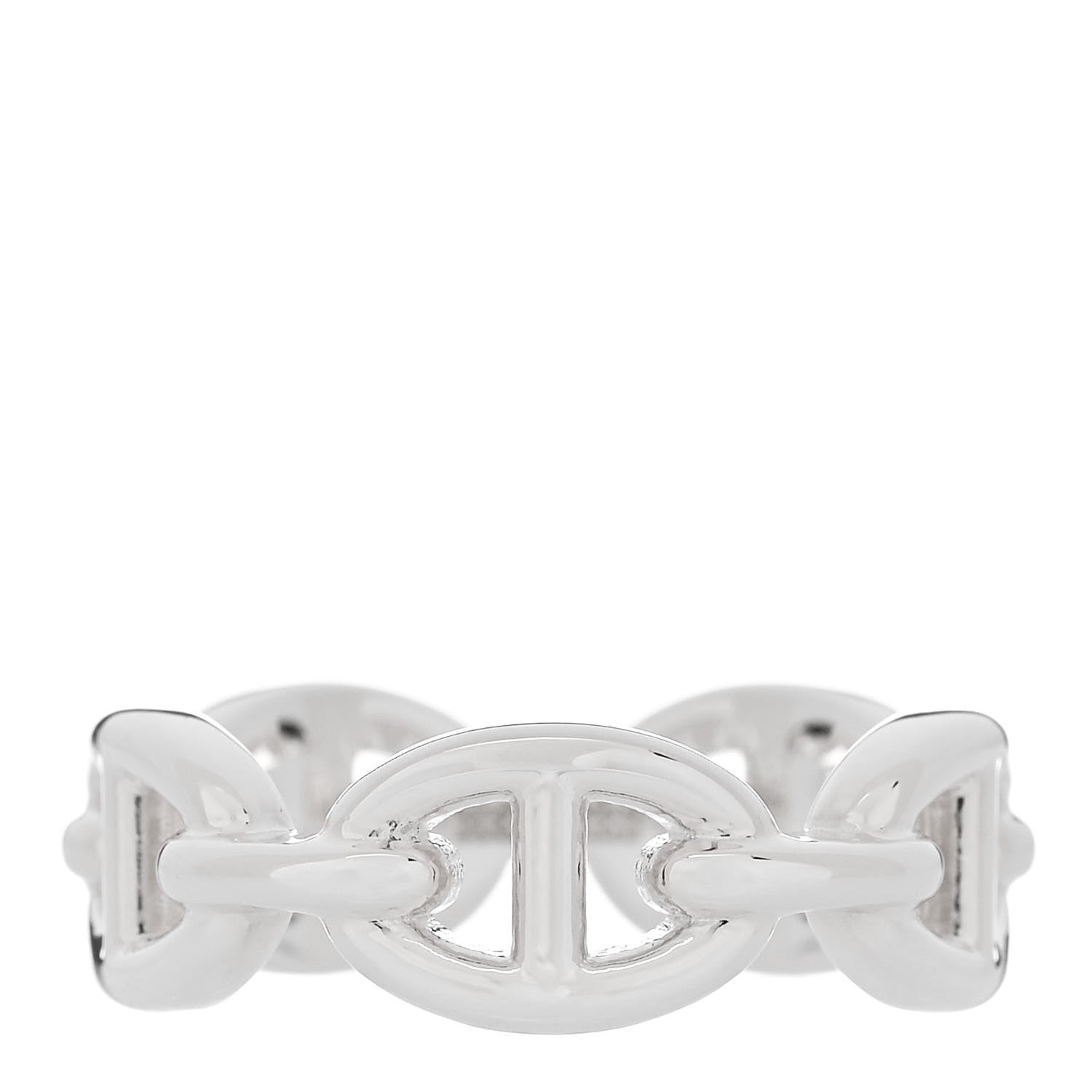 Hermes Sterling Silver PM Chaine d'Ancre Enchainee Band Ring 54 6.75 1 of 9