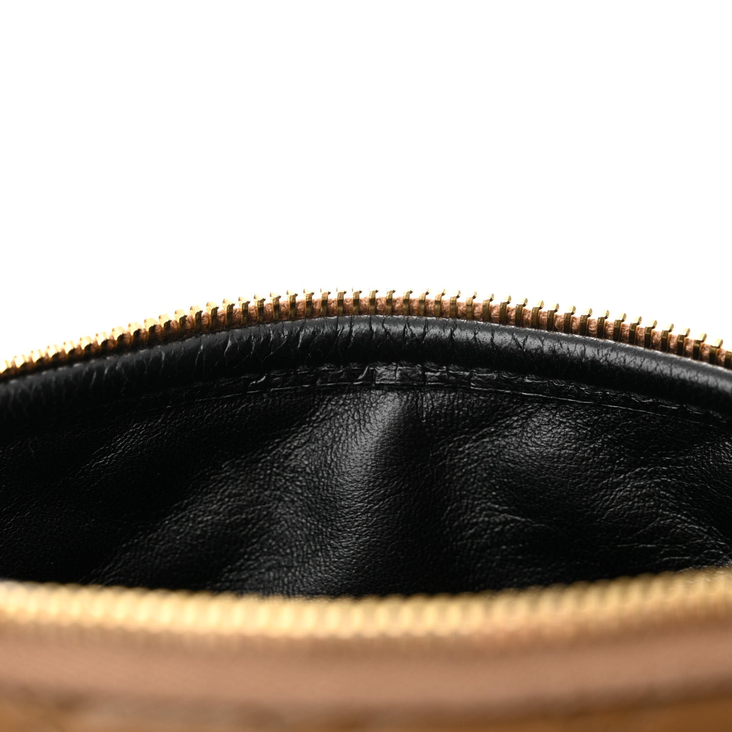 Lambskin Quilted Gaby Zipped Pouch Dark Cork