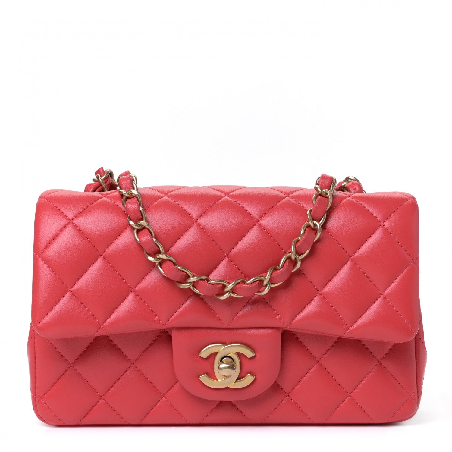 Chanel Lambskin Quilted Mini Rectangular Flap Red 2 of 19