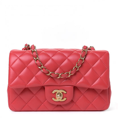 Chanel Lambskin Quilted Mini Rectangular Flap Red 2 of 19