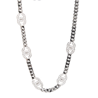 Chanel Ruthenium Crystal Chain CC Choker Silver 1 of 4