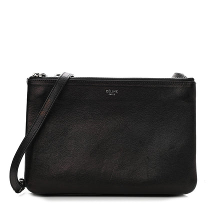Celine Lambskin Small Trio Crossbody Bag Black 1 of 11