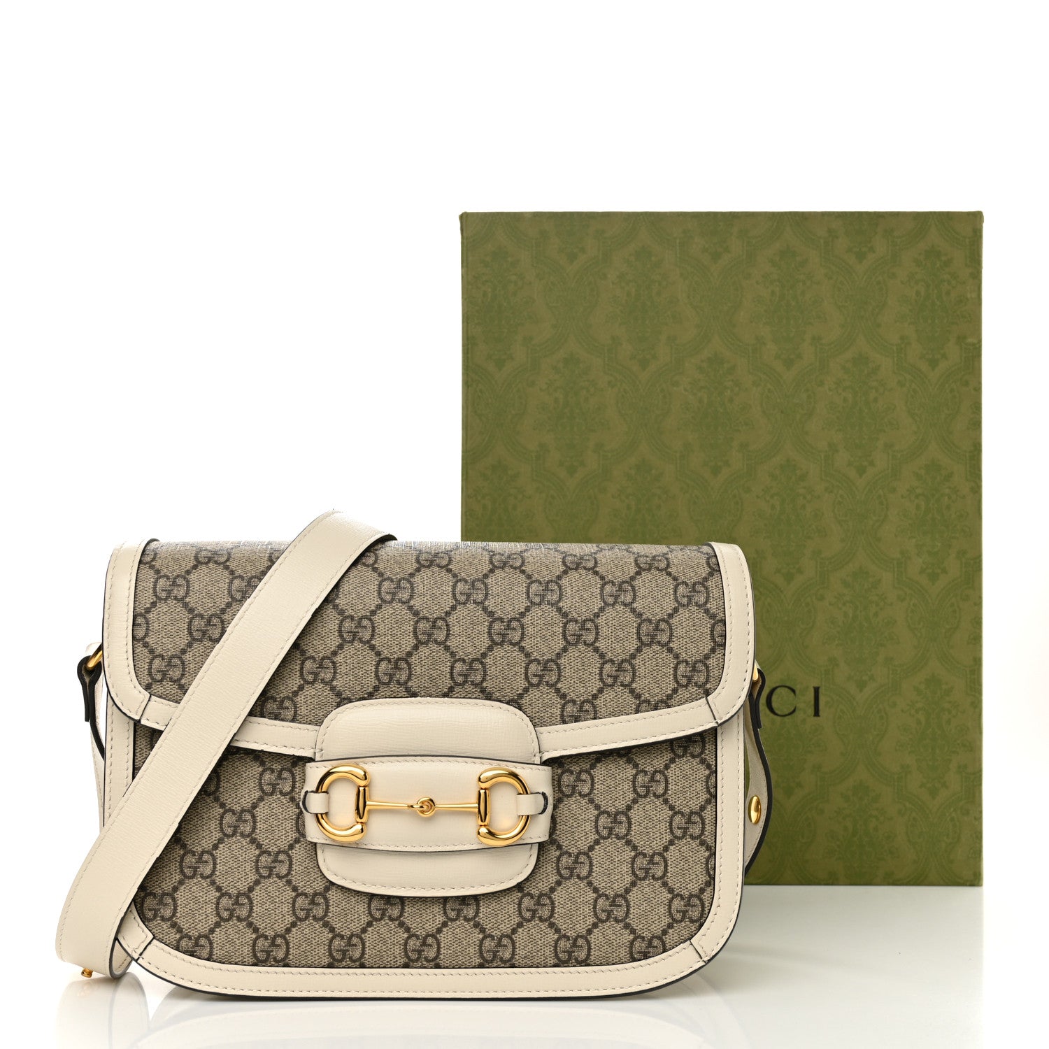 Gucci GG Supreme Monogram Horsebit 1955 Shoulder Bag Beige Mystic White 13 of 13