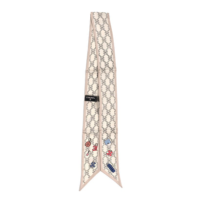 Chanel Silk CC Lucky Symbols Slim Bandeau Scarf Ecru Multicolor 2 of 4