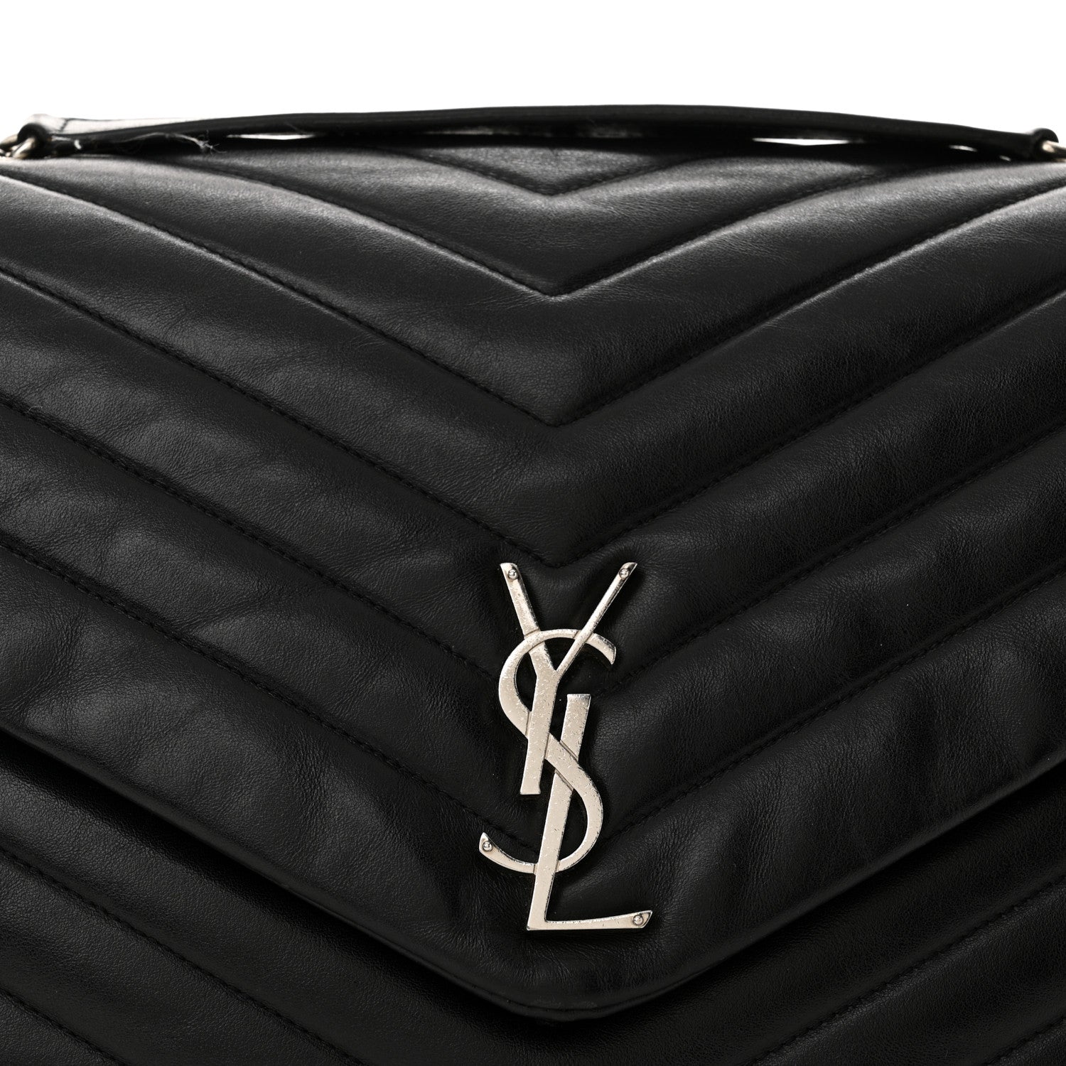 Saint Laurent Calfskin Y Quilted Monogram Large Loulou Chain Satchel Black 9 of 14
