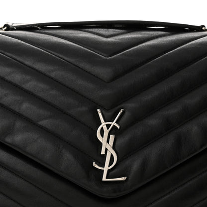 Saint Laurent Calfskin Y Quilted Monogram Large Loulou Chain Satchel Black 9 of 14