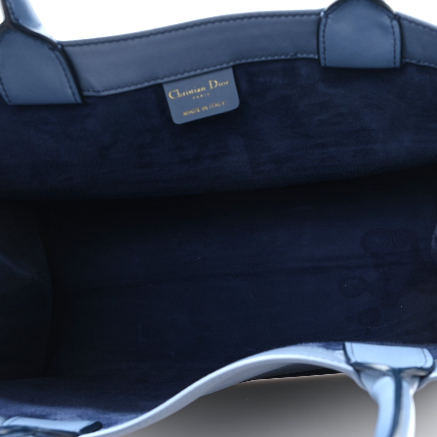 Gradient Smooth Calfskin Embossed Medium Book Tote Indigo Blue
