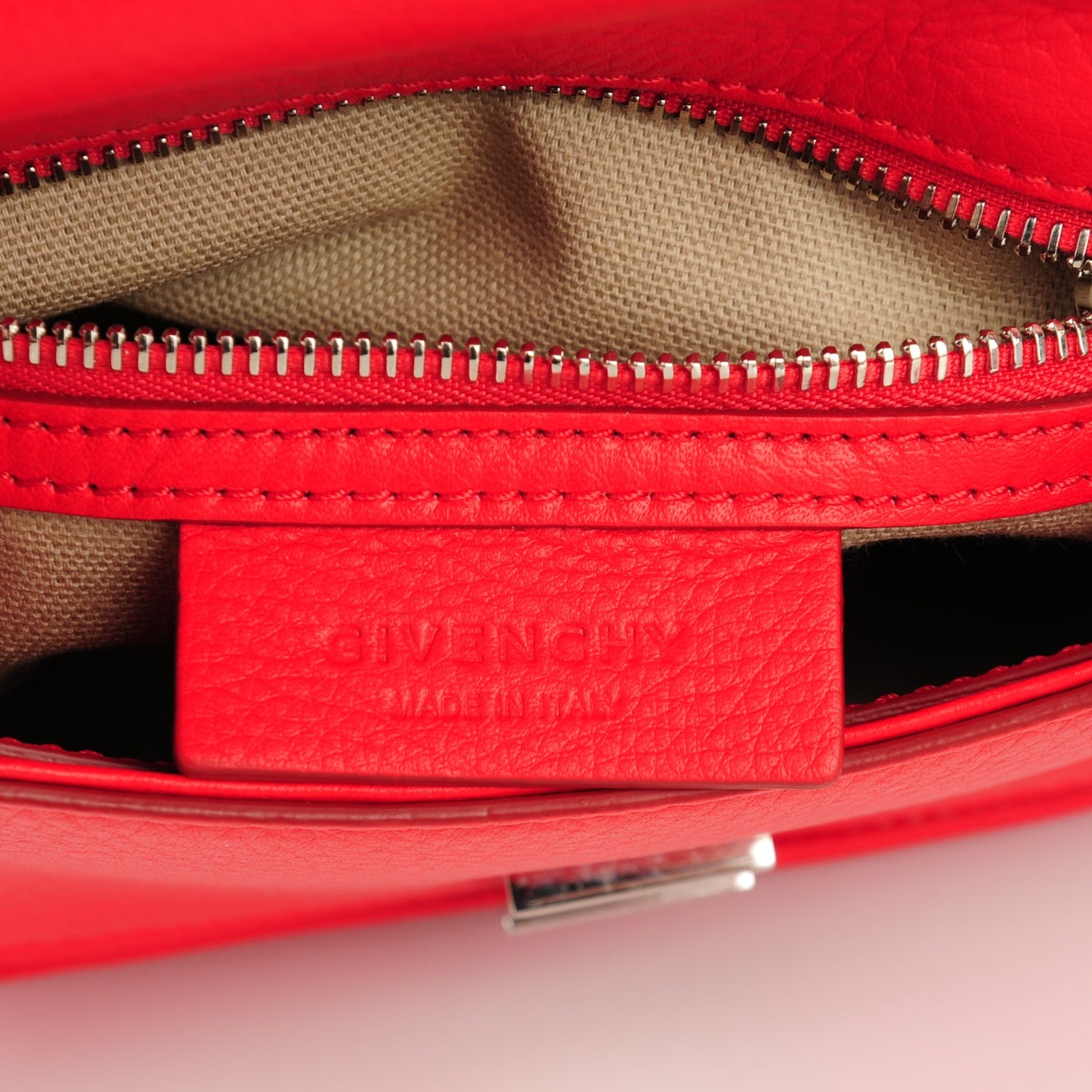 Waxy Grained Calfskin Mini Pandora Pure Flap Bag Red