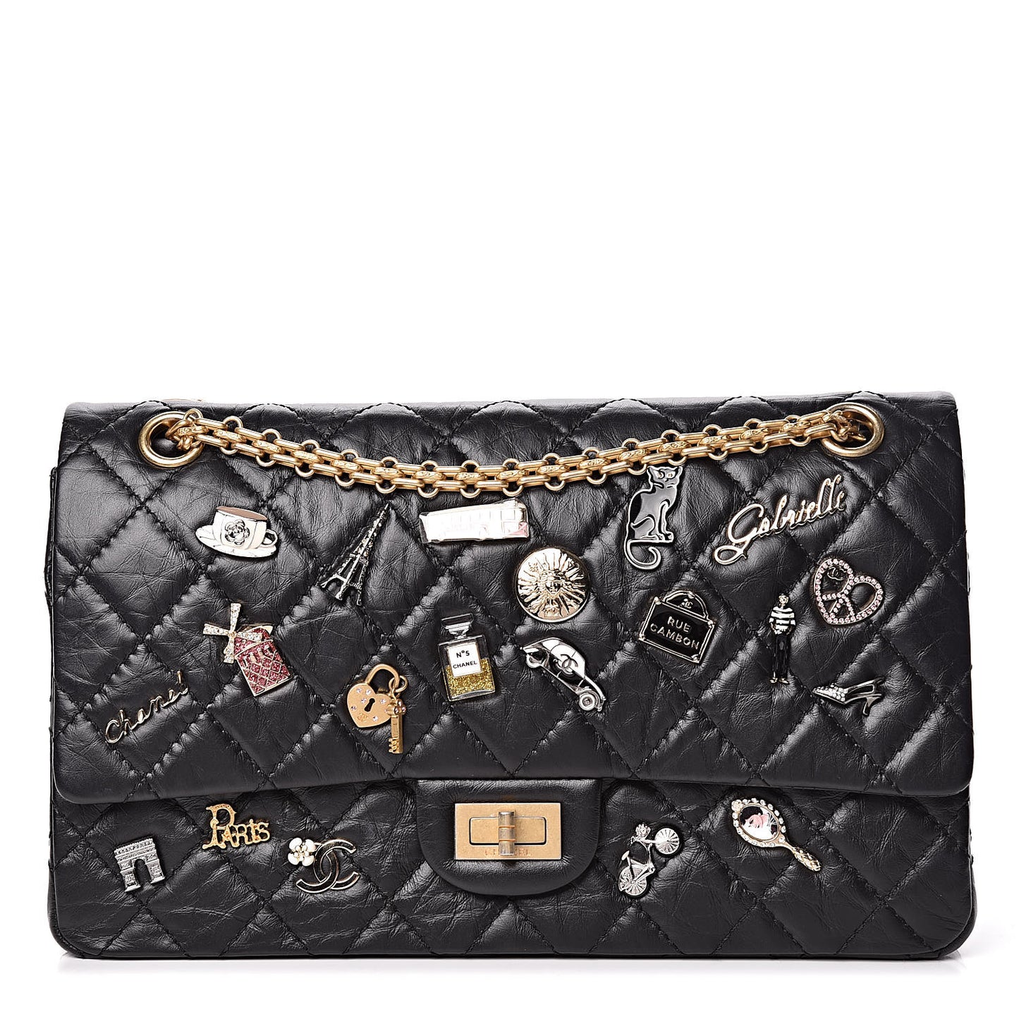Aged Calfskin Lucky Charms 2.55 Reissue 226 Flap Black