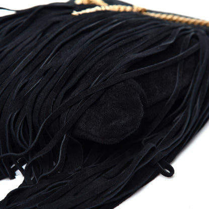 Saint Laurent Suede Calfskin Small Grace Fringed Hobo Bag Rope Black 6 of 8