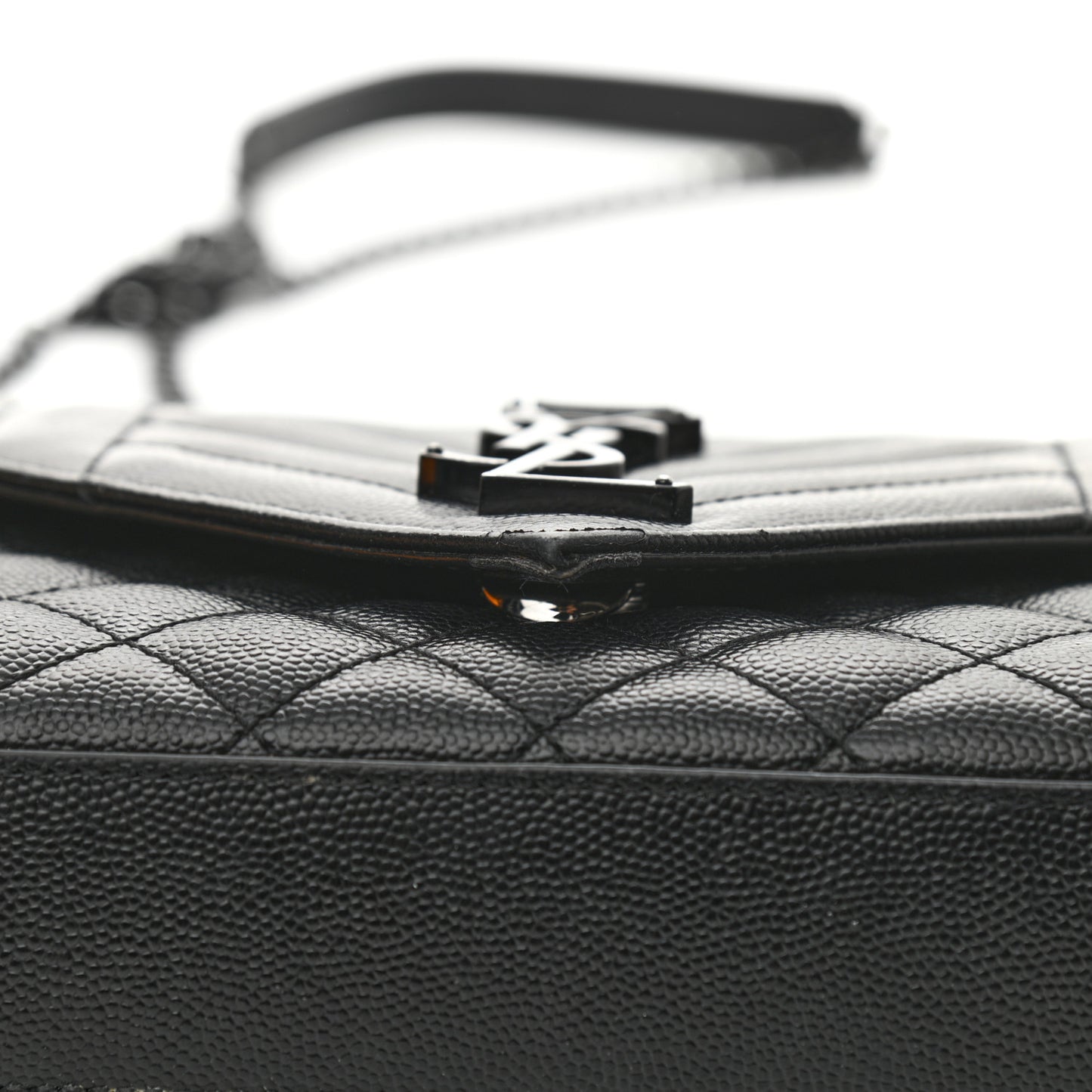 Grain De Poudre Textured Mixed Matelasse Triquilt Small Monogram Satchel Black