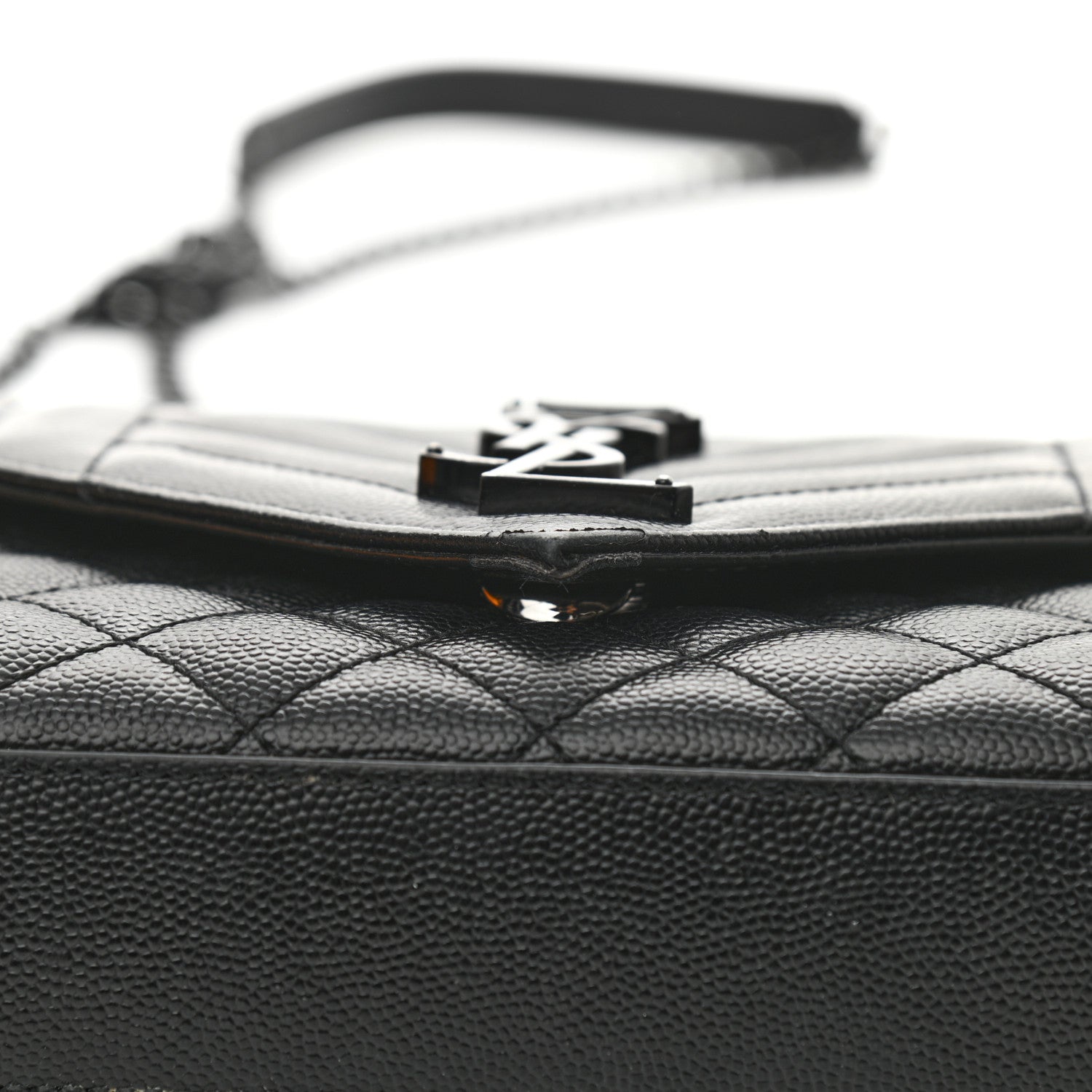 Saint Laurent Grain De Poudre Textured Mixed Matelasse Triquilt Small Monogram Satchel Black 11 of 12