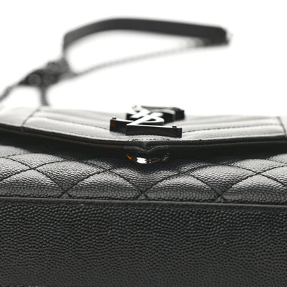 Saint Laurent Grain De Poudre Textured Mixed Matelasse Triquilt Small Monogram Satchel Black 11 of 12