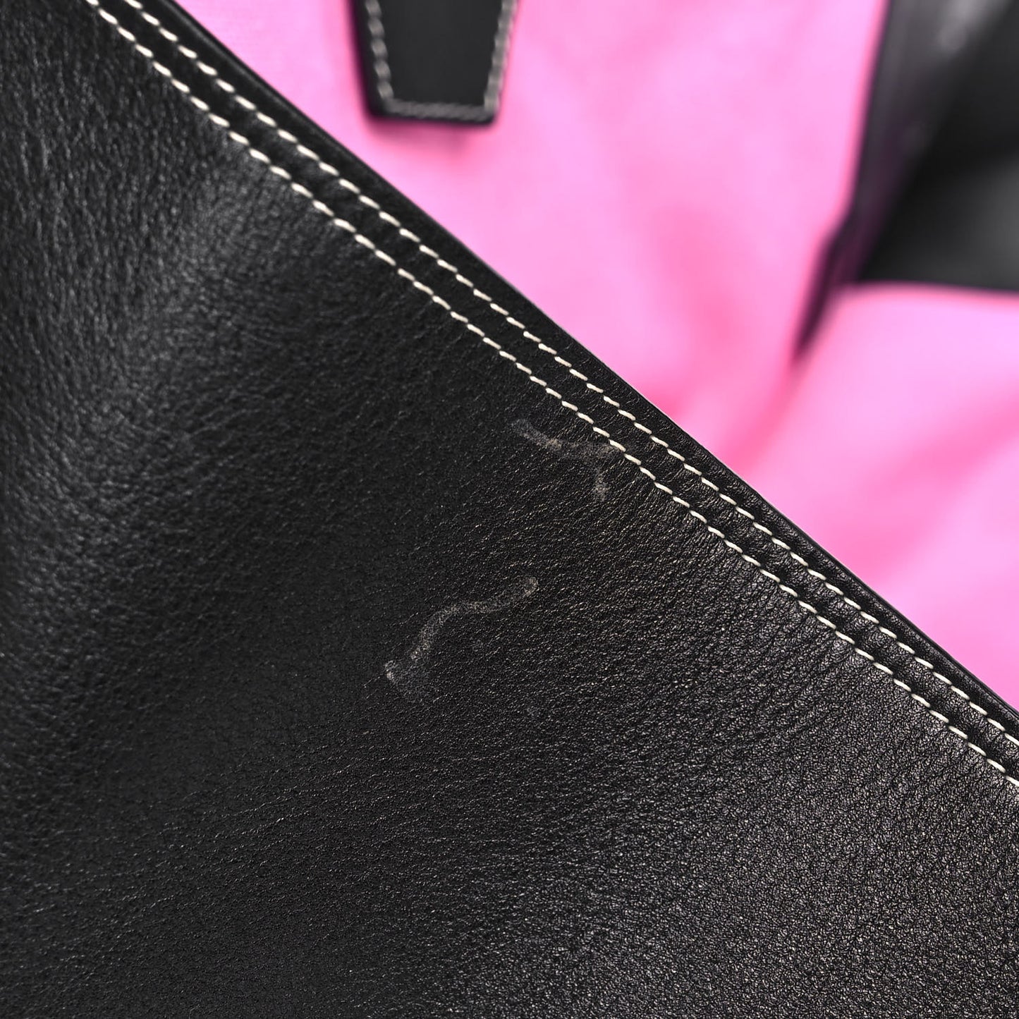 Canvas Smooth Calfskin Frame Tote Black Pink White