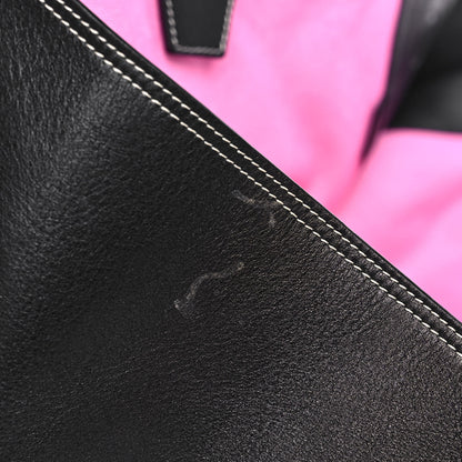 Celine Canvas Smooth Calfskin Frame Tote Black Pink White 14 of 17