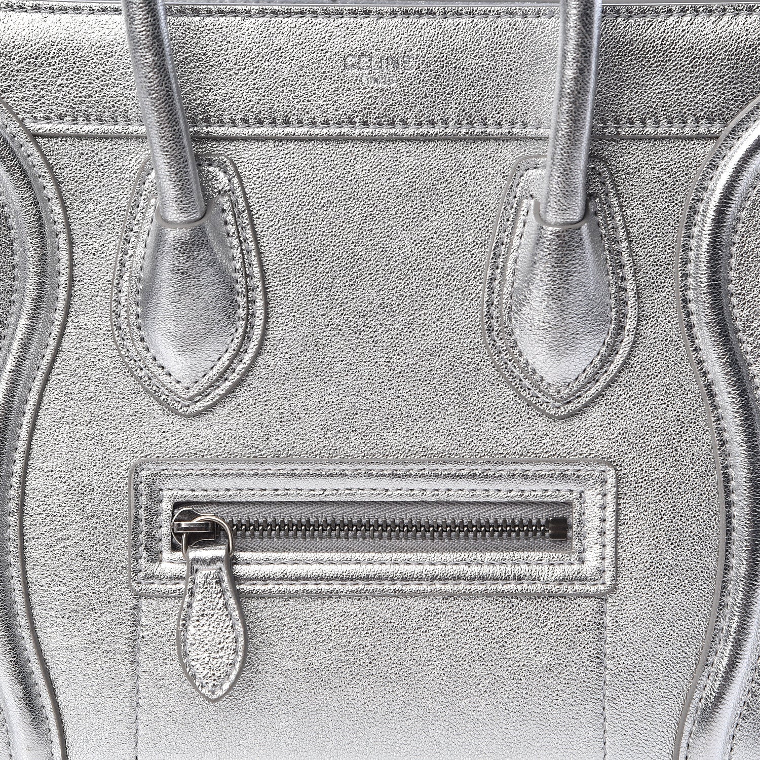 Celine Laminated Lambskin Nano Luggage Silver 8 of 12