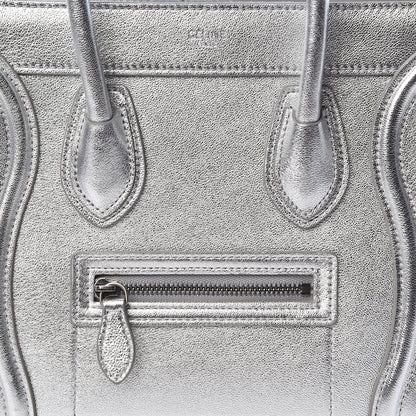 Celine Laminated Lambskin Nano Luggage Silver 8 of 12