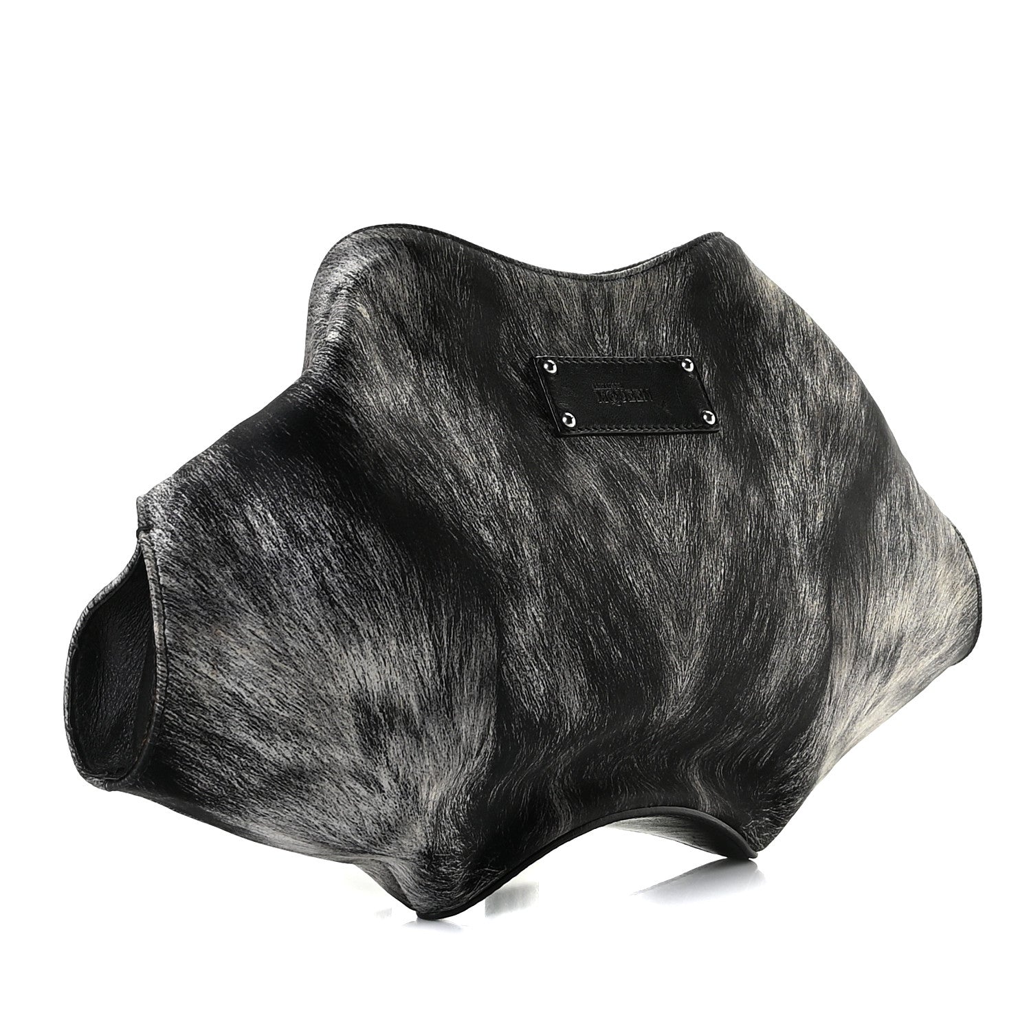 Alexander McQueen Silk Fur Print De Manta Clutch Black Grey 3 of 10
