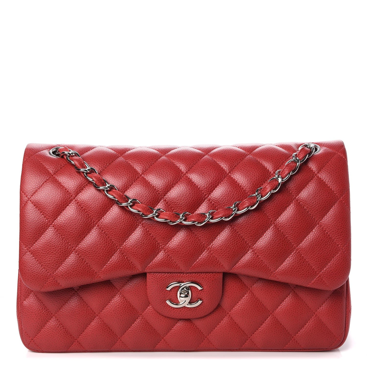 Chanel Caviar Quilted Jumbo Double Flap Dark Red 1 of 8