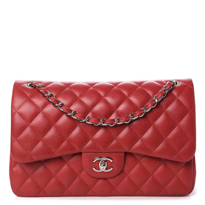 Chanel Caviar Quilted Jumbo Double Flap Dark Red 1 of 8