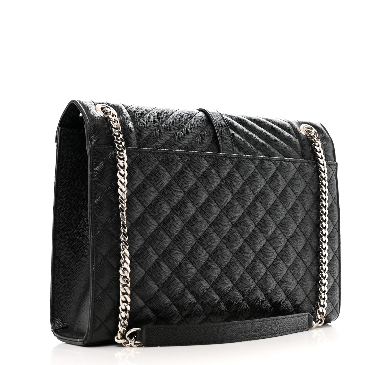 Grain De Poudre Textured Mixed Matelasse Large Triquilt Monogram Satchel Black