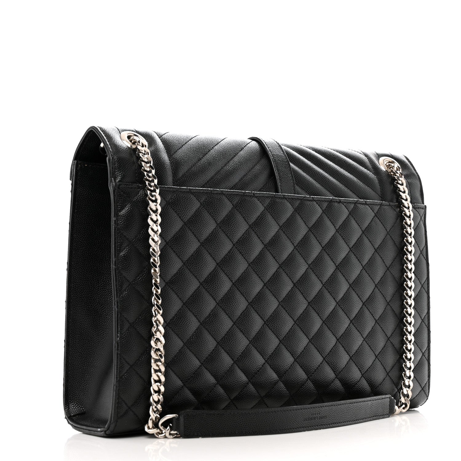 Saint Laurent Grain De Poudre Textured Mixed Matelasse Large Triquilt Monogram Satchel Black 3 of 12