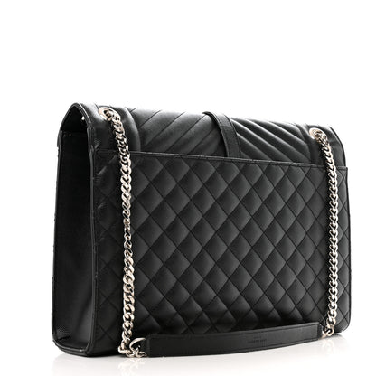 Saint Laurent Grain De Poudre Textured Mixed Matelasse Large Triquilt Monogram Satchel Black 3 of 12