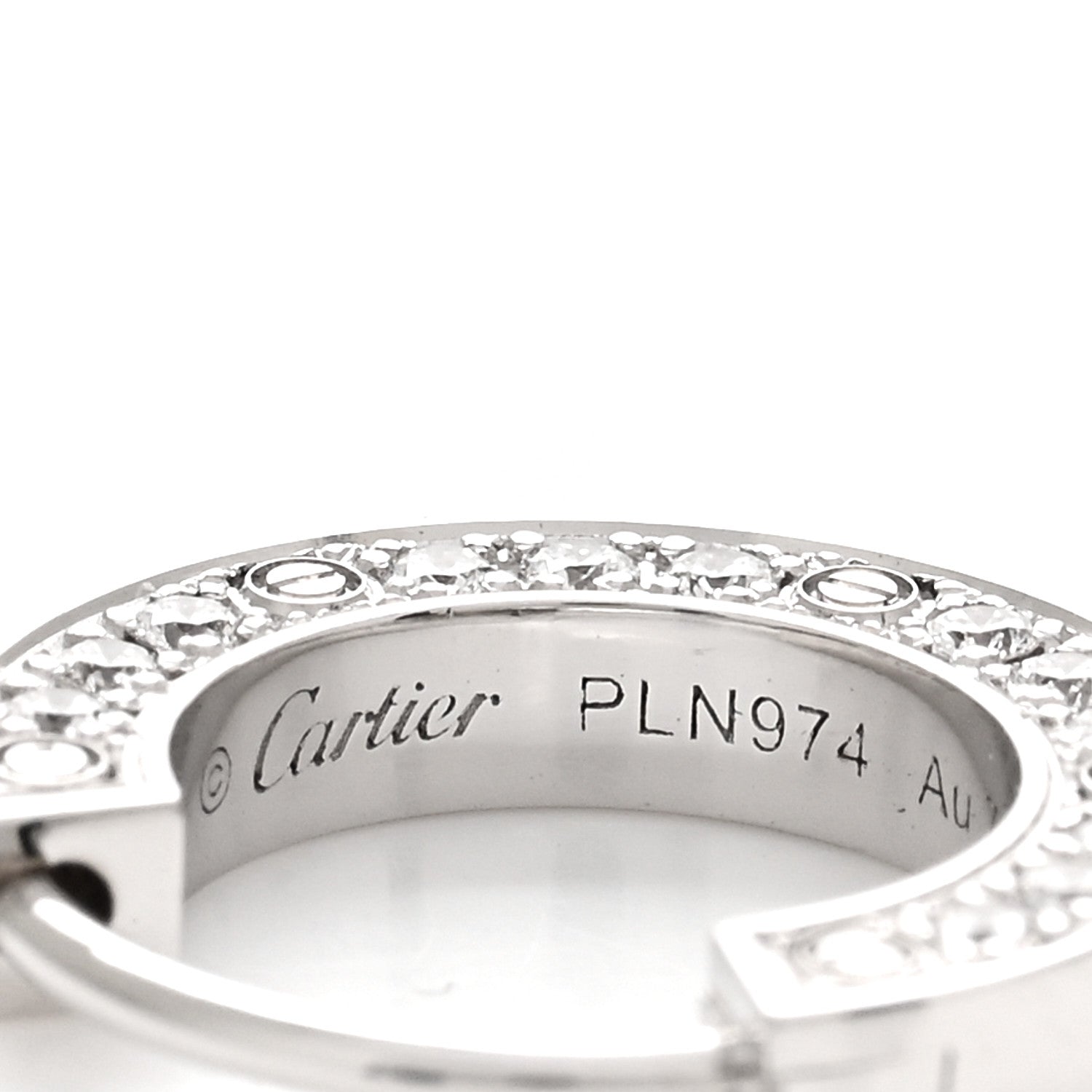 Cartier 18K White Gold Diamond Pave Single LOVE Hoop Earring 4 of 5