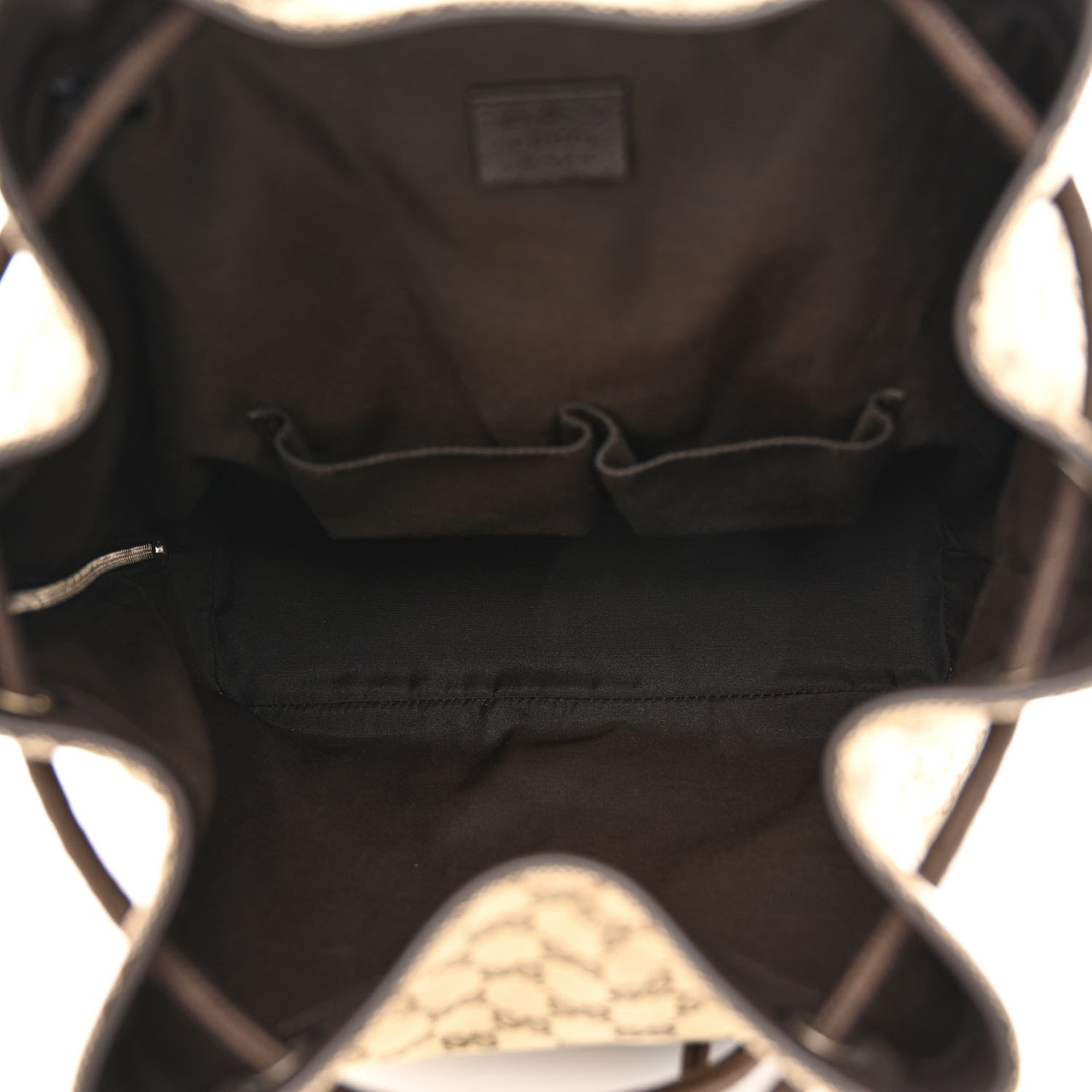 Gucci Monogram Dollar Calfskin O Drawstring Backpack Beige Ebony Testa di Moro Dark Chocolate 5 of 10