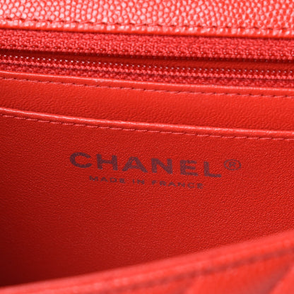 Chanel Caviar Chevron Quilted Mini Rectangular Flap Red 8 of 10