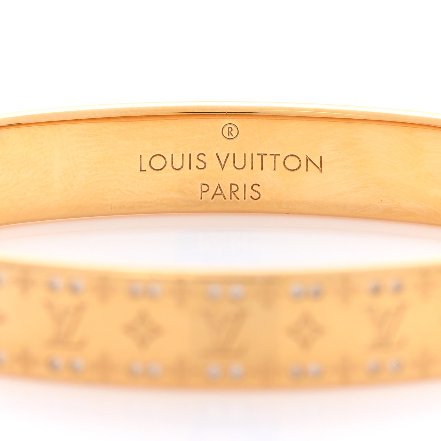Brass Crystal Monogram Nanogram Strass Cuff S Gold