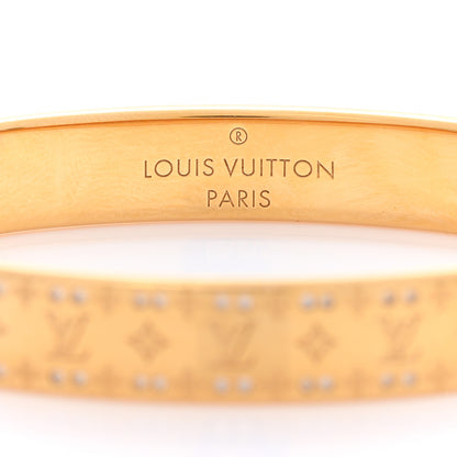 Louis Vuitton Brass Crystal Monogram Nanogram Strass Cuff S Gold 4 of 7