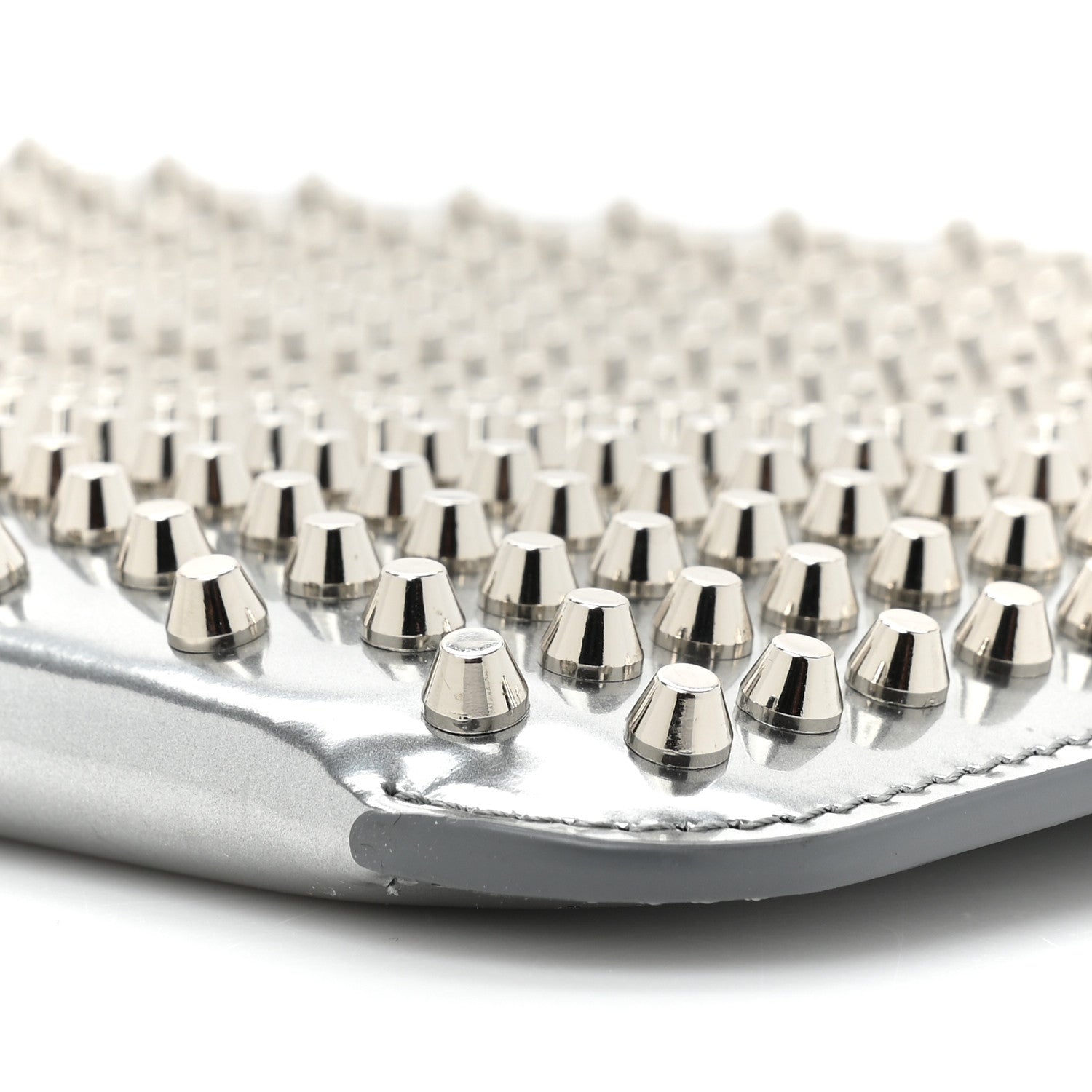 Christian Louboutin Metallic Calfskin Quadro Spikes Loubiclutch Silver 7 of 12