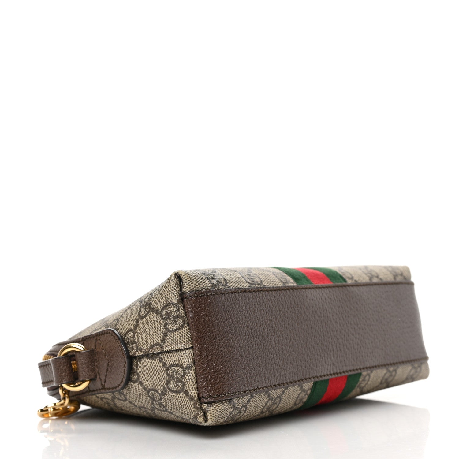 Gucci GG Supreme Monogram Textured Dollar Calfskin Web Small Ophidia Dome Shoulder Bag Beige Ebony New Acero 4 of 10