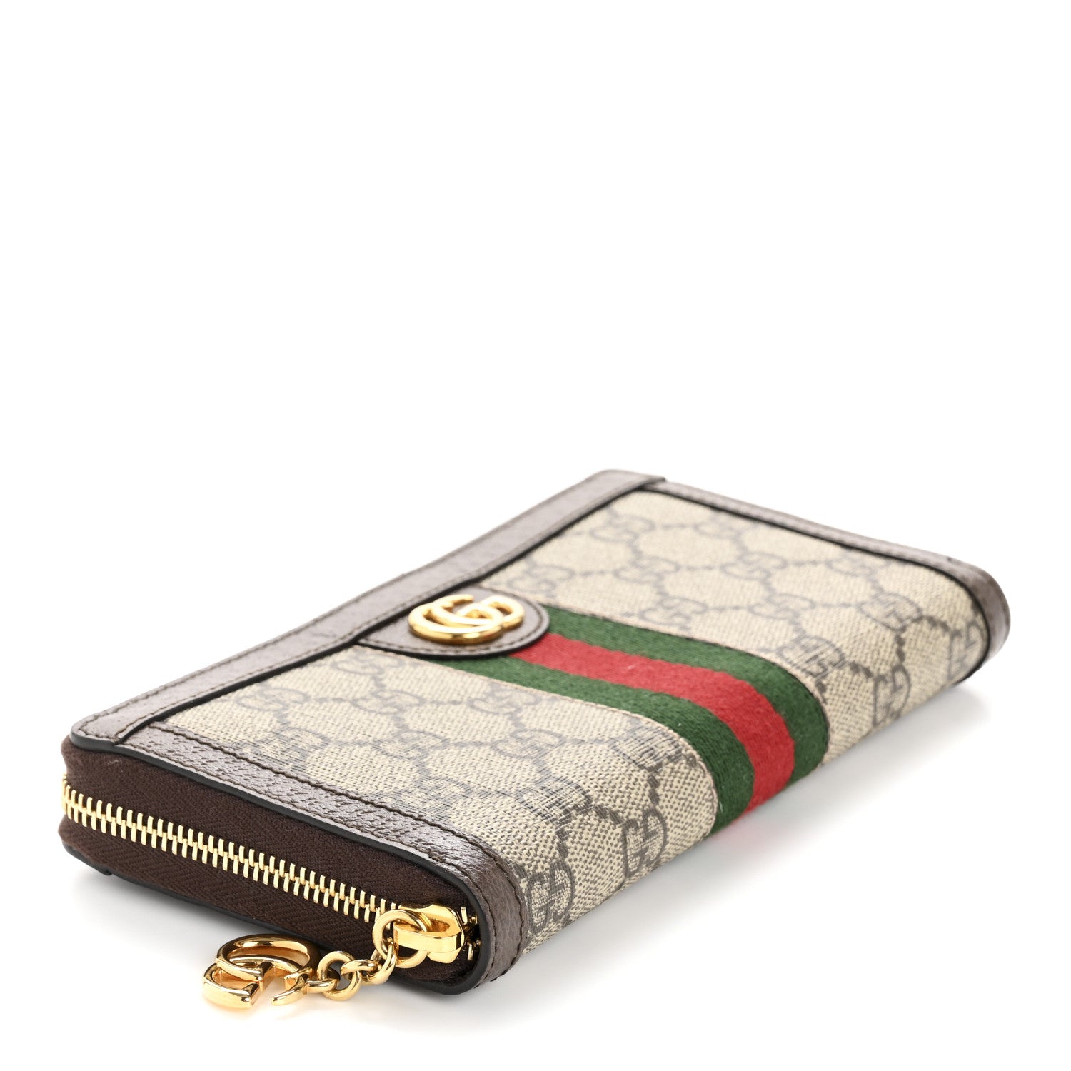 Gucci GG Supreme Monogram Web Ophidia Zip Around Wallet Brown 8 of 20