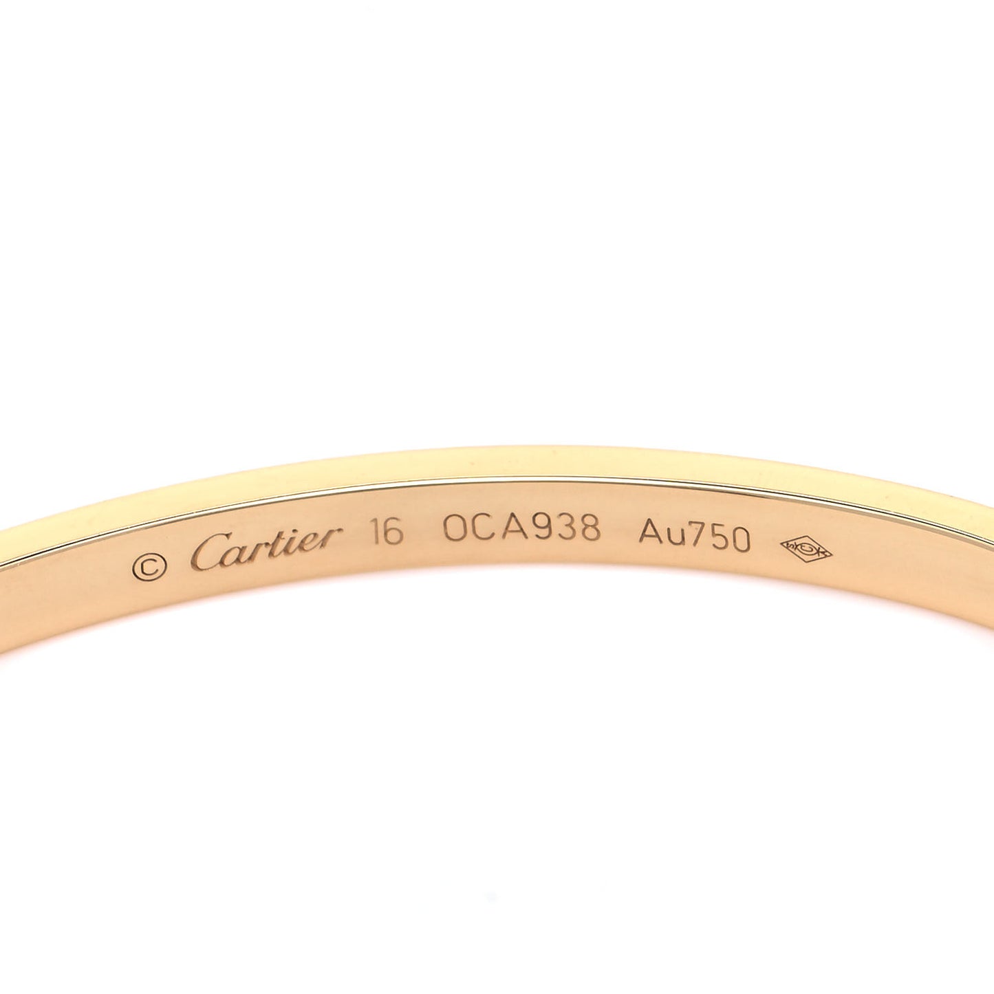 18K Yellow Gold Small LOVE Bracelet 16