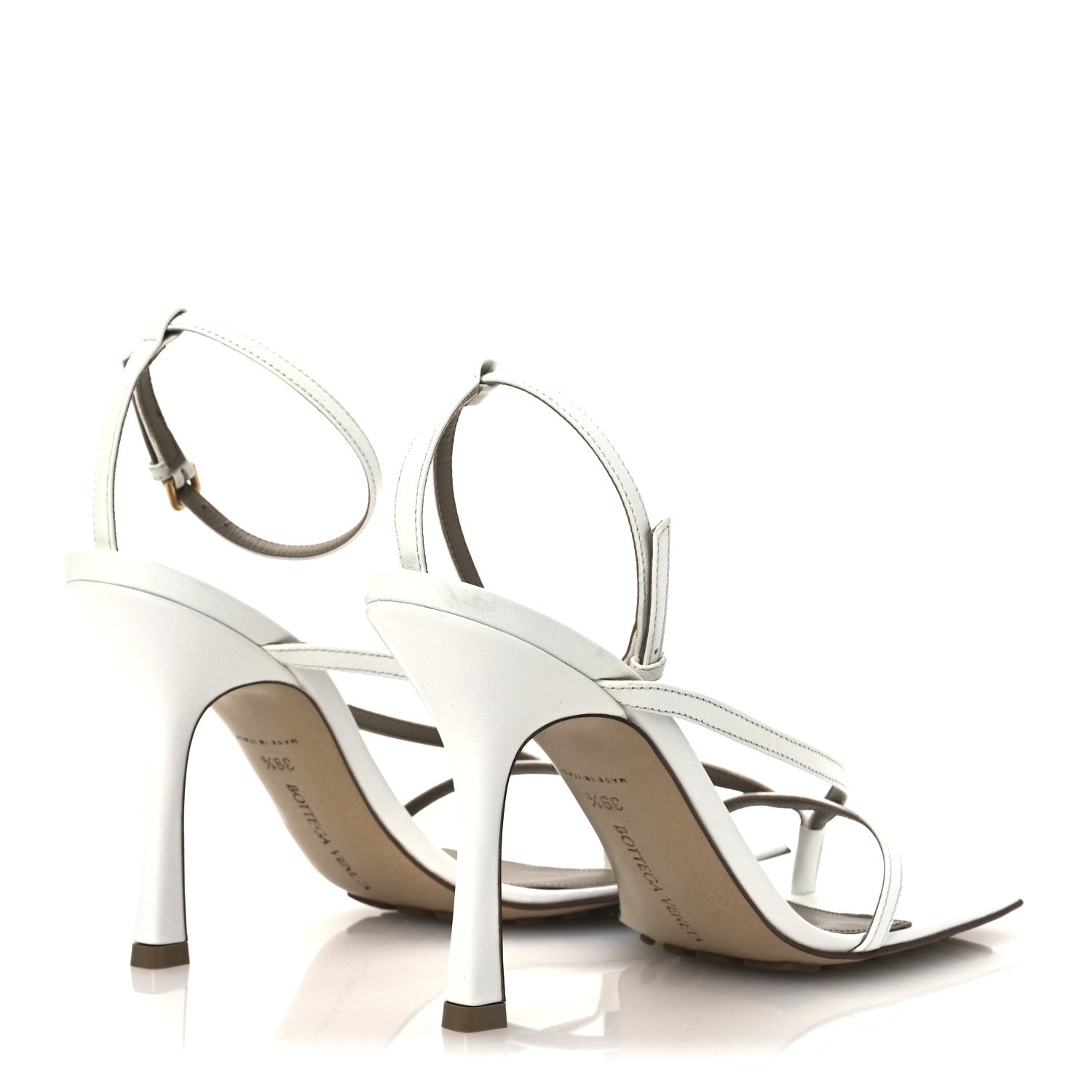 Bottega Veneta Lambskin Stretch Multi Strap 90mm Sandals 39.5 Optic White 5 of 11