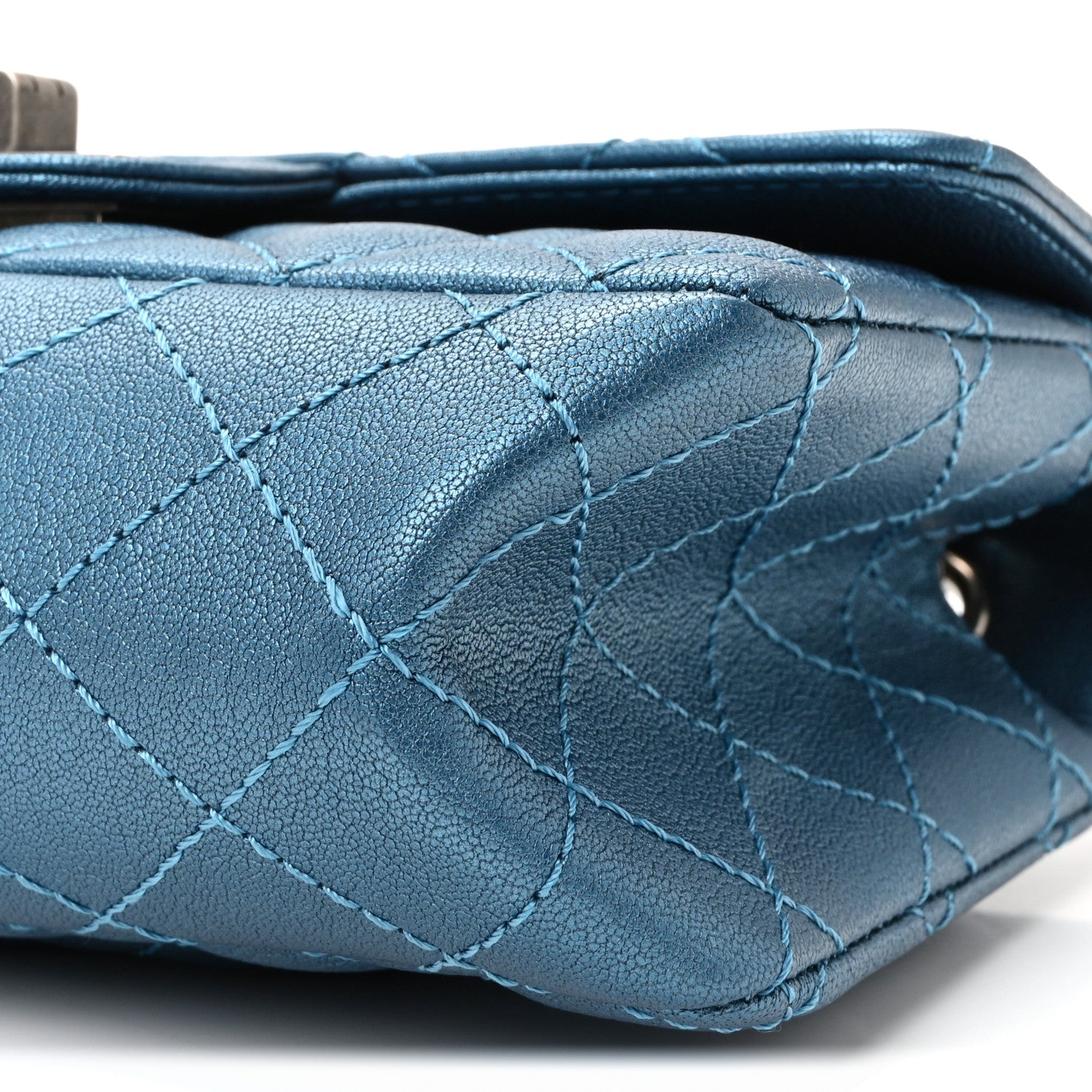 Chanel Metallic Sheepskin Quilted 2.55 Reissue Mini Flap Blue 10 of 10