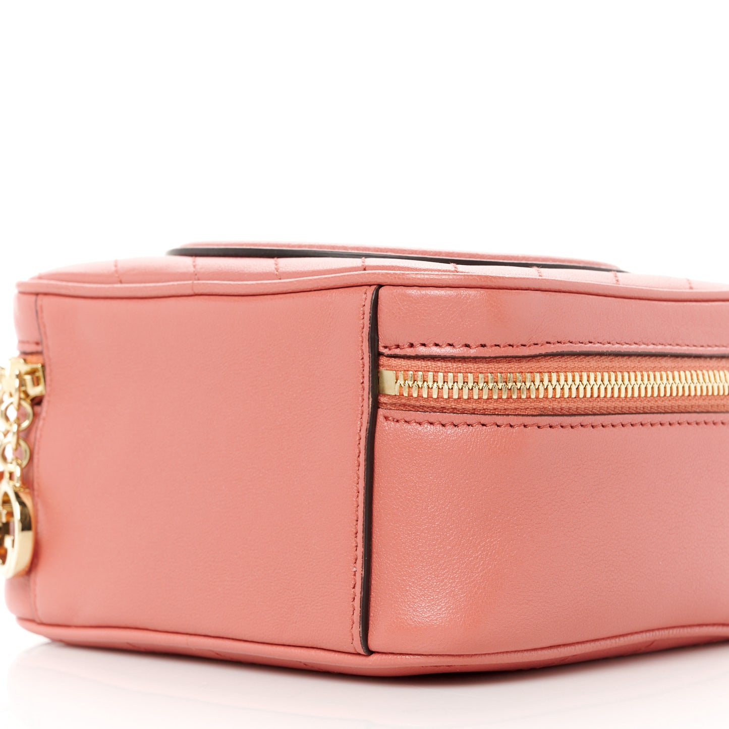 Sakai Be Green Calfskin Diagonal Stitched Blondie Top Handle Bag Pink