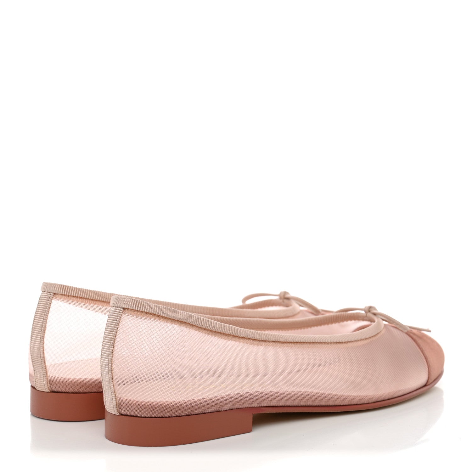 Chanel Mesh Grosgrain CC Cap Toe Ballerina Flats 37 Light Pink Dark Pink 4 of 12