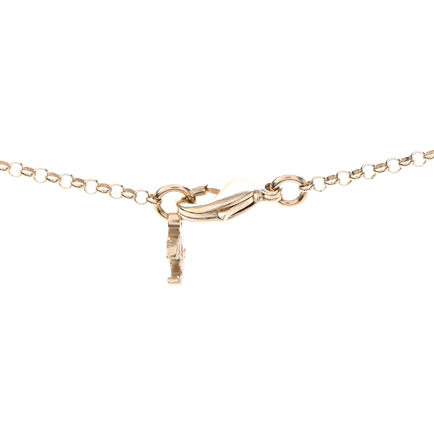 Chanel Resin Crystal CC Heart Necklace Pearly White Gold 4 of 5
