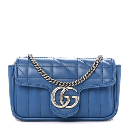 Gucci Calfskin Matelasse Aria Super Mini GG Marmont Shoulder Bag Clear Blue 1 of 10