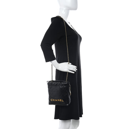 Chanel Shiny Calfskin Quilted Mini Chanel 22 Black 2 of 10